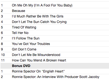 RONNIE SPECTOR (ロニー・スペクター) - English Heart (US 限定 CD+DVDセット/New)'16年遺作