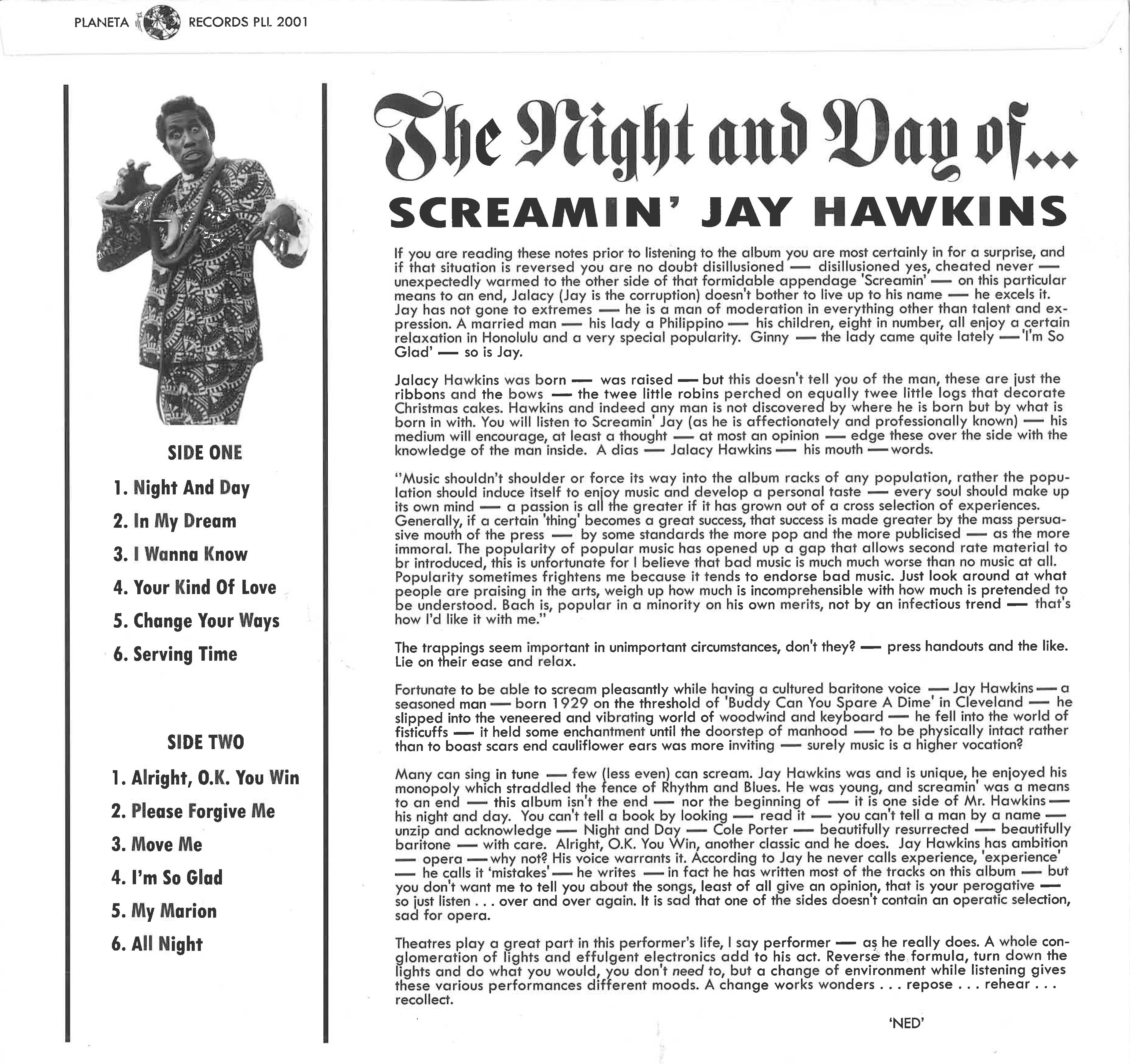 SCREAMIN’ JAY HAWKINS (スクリーミン・ジェイ・ホーキンス) - The Night And Day Of Screamin' Jay Hawkins (EU 限定復刻再発 LP/New)