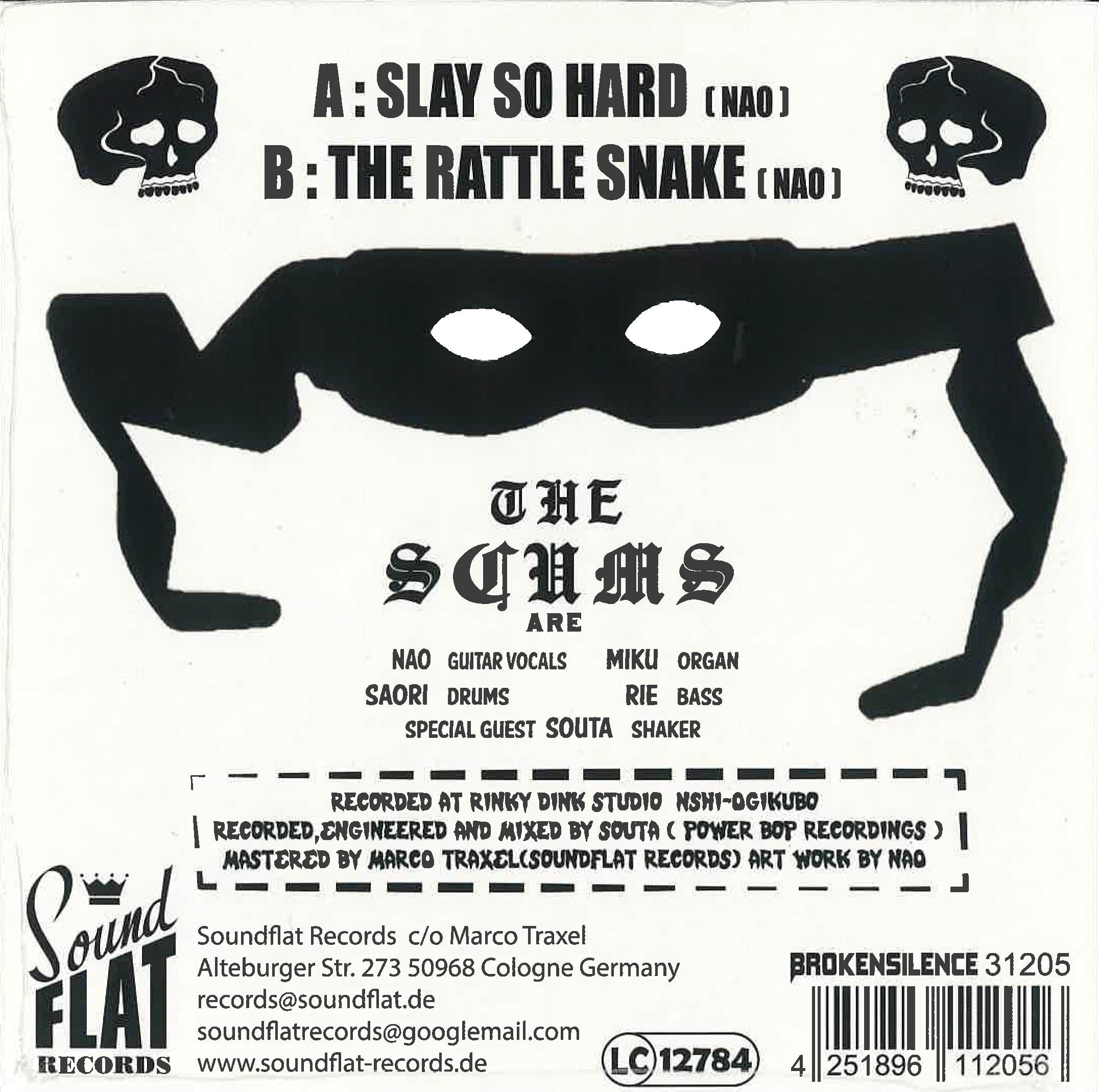 SCUMS, THE (ザ・スカムズ = ストンピン・リフラフズ」の変名バンド!?) - Slay So Hard / The Rattle Snake (German 「日本国内流通分500枚限定」ジャケ付き 7"/New ) ※日本全国送料¥300にて発送可!