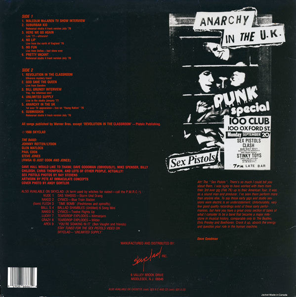 SEX PISTOLS (セックス・ピストルズ) - We Have Cum For Your Children Wanted, The Goodman Tapes (US 限定プレス LP「廃盤 New」) デモ、ライブ、インタビューなど!