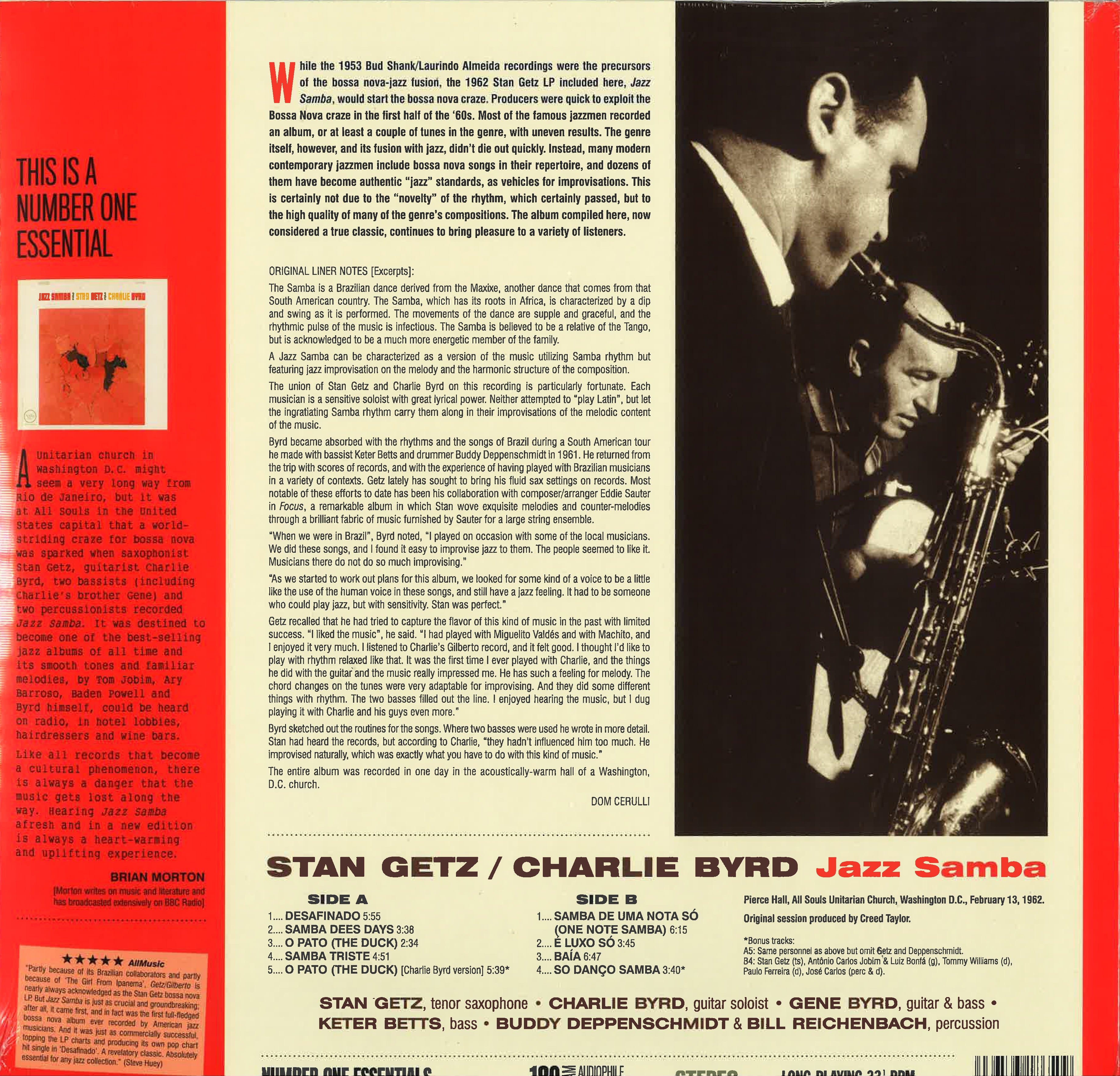 STAN GETZ / CHARLIE BYRD (スタン・ゲッツ / チャーリー・バード) - Jazz Samba (EU 限定復刻ボーナス入り再発「黒盤」180g LP/New) '62年共演ボサノヴァ大名作!