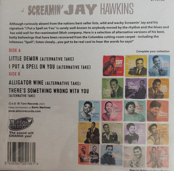 SCREAMIN' JAY HAWKINS (スクリーミング・ジェイ・ホーキンス) - Little Demon EP (Spain 限定ジャケ付き再発4曲入り 7"EP/New) '56〜'58年Okeh社シングル2枚の別テイク収録