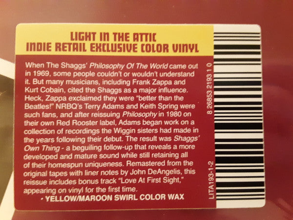 SHAGGS (シャッグス) - "Shaggs' Own Thing" (US 限定再発「カラー(赤+黄色)盤」 LP/New)