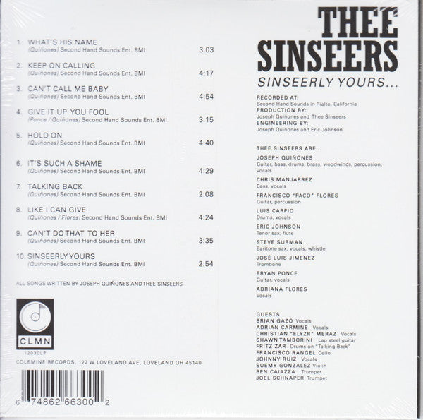 SINSEERS, THEE (ジー・シンシアーズ) - Sinseerly Yours (US 限定見開き紙ジャケCD /New) チカーノソウル界騒然'24年デビューアルバム!