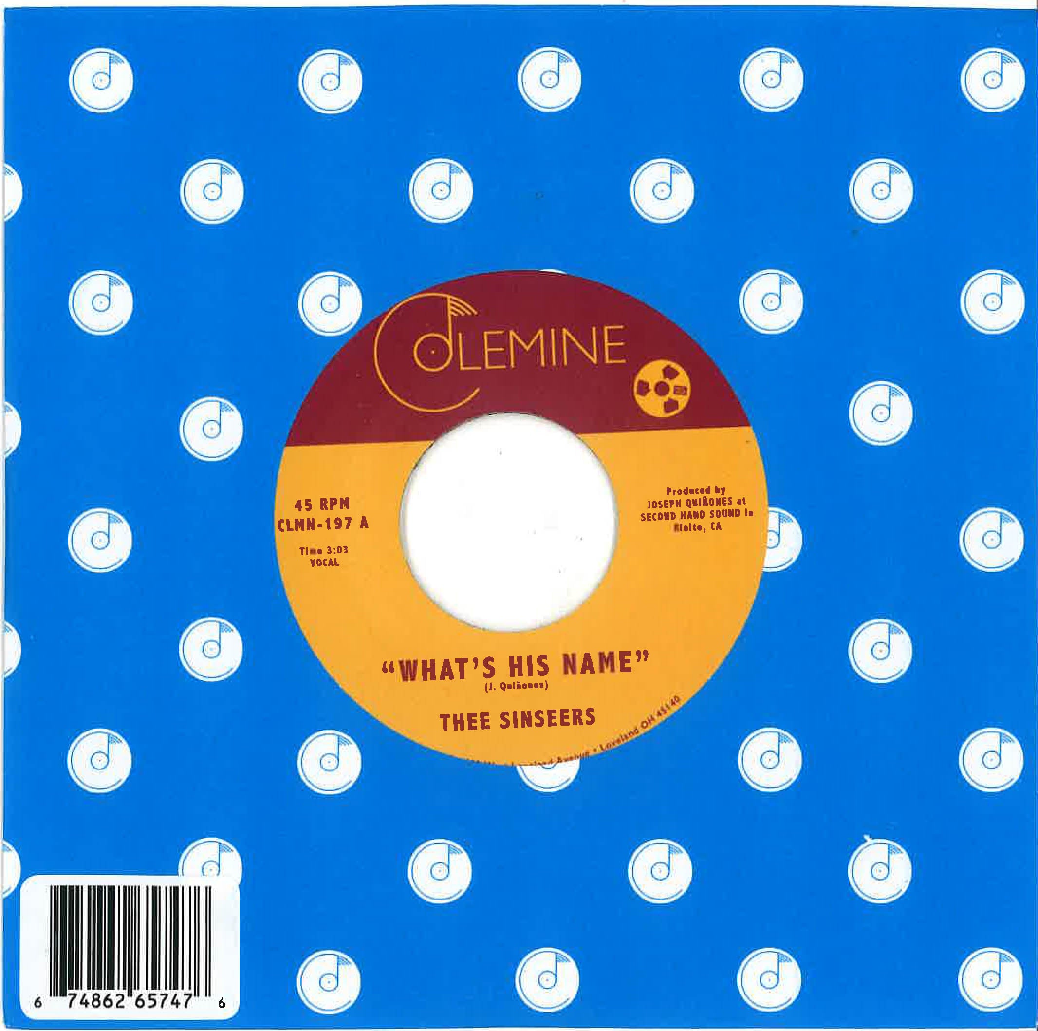 SINSEERS, THEE (ジー・シンシアーズ) - What's His Name / It's Only Love (US 限定プレス「黒盤」7インチ+カンパニースリーブ /New) '22年大出世極上バラッド!!