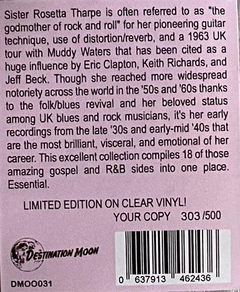 SISTER ROSETTA THARPE (シスター・ロゼッタ・サープ) - Up Above My Head (EU 500枚限定復刻再発「クリア・ヴァイナル」 LP/New)