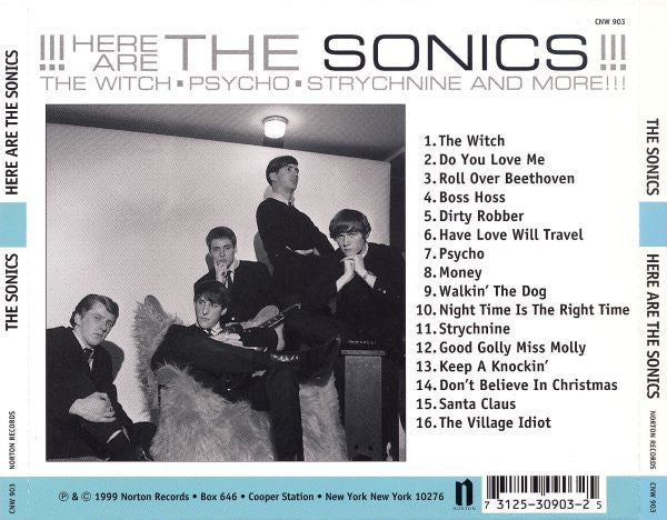 SONICS (ソニックス) - Here Are The Sonics ! (USノートン社ボーナス追加16曲入り再発CD/プラケース /廃盤 New) 米ガレージ・レジェンド'65年デビュー・アルバム!