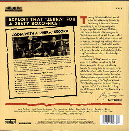 STANDELLS, THE (ザ・スタンデルズ) - Zebra In The Kitchen / Someday You'll Cry (US ブラックフライデーRSD 2500枚限定ジャケ付き再発7" /廃盤 New)