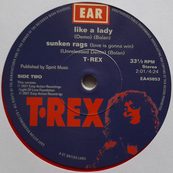 T.REX (T.レックス) - Metal Guru (Demo) + 3 (UK 正規限定ジャケ付き「赤盤」33回転4曲入り7インチEP /New) スタジオ録音別バージョン集!