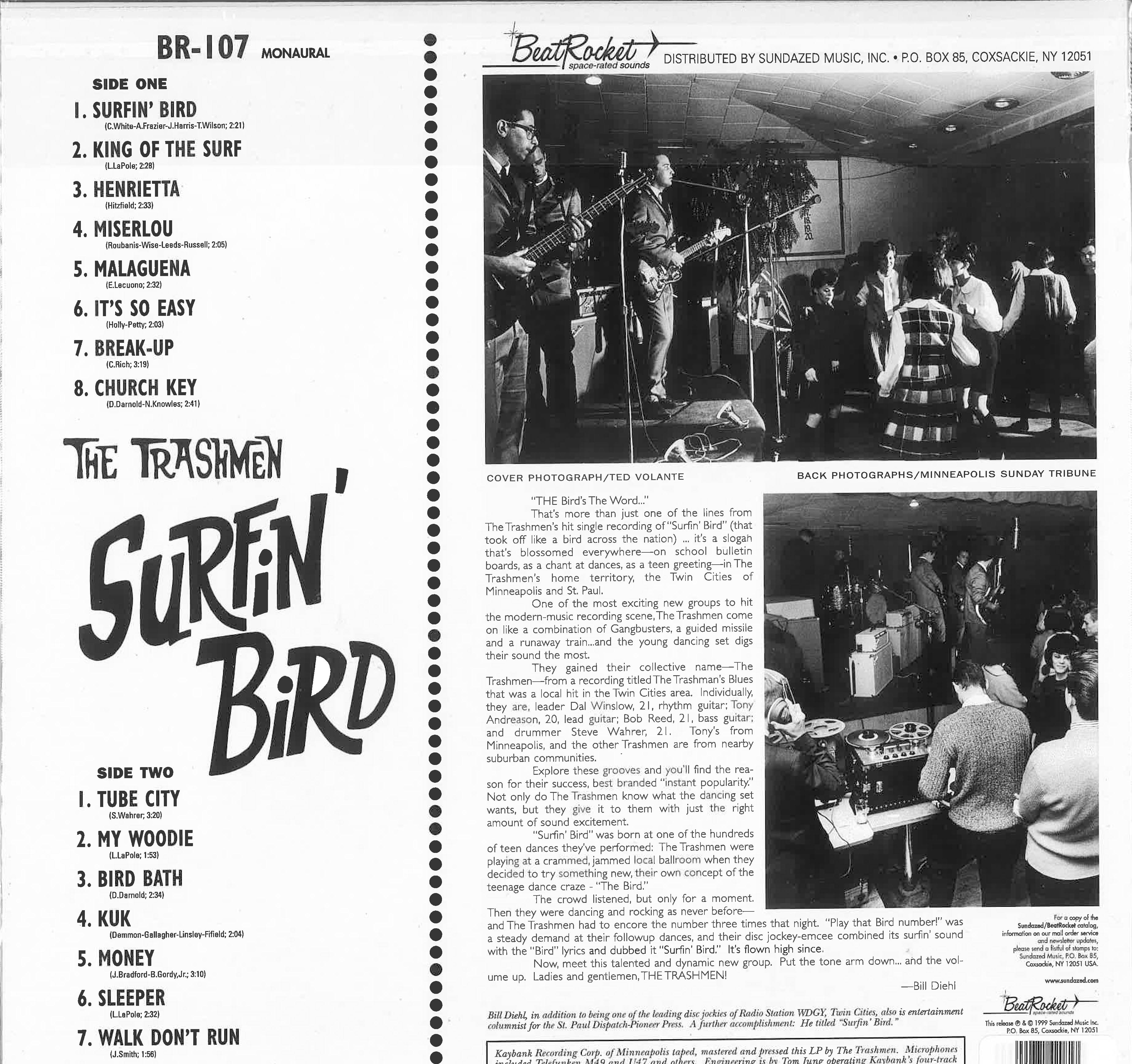 TRASHMEN (トラッシュメン) - Surfin’ Bird (US 正規限定ボーナス入り再発「イエローVINYL」モノラル LP/ New 既に廃盤)ガレージ・サーフ界大御所’64年デビューアルバム
