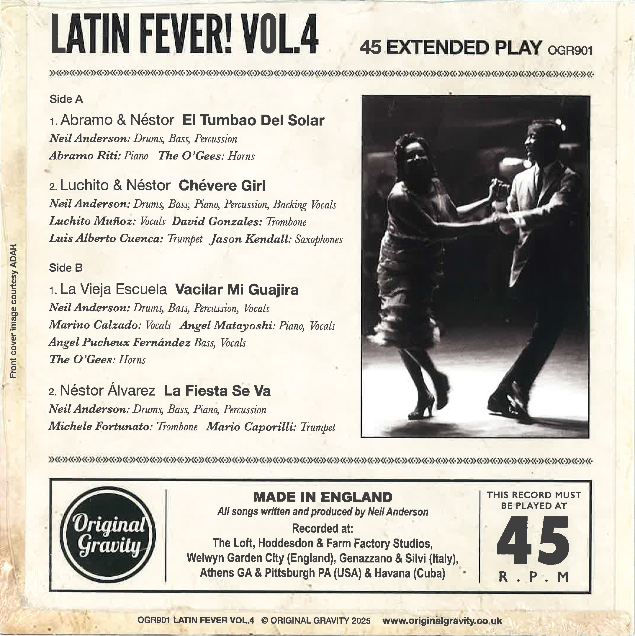 V.A. (オリジナル・グラヴィティ社のラテンシリーズEP!) - Latin Fever ! Vol.4 (UK 初回限定 ジャケ付き 4曲入り7" EP/New)