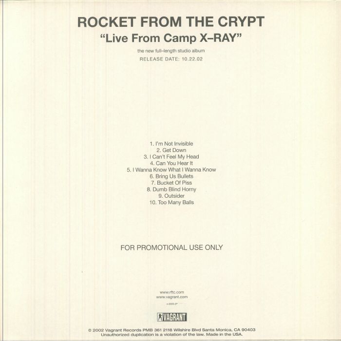 ROCKET FROM THE CRYPT (ロケット・フロム・ザ・クリプト) - Live From Camp X-Ray (EU 限定リプロ再発 LP/NEW) '02年7th&ラストアルバム