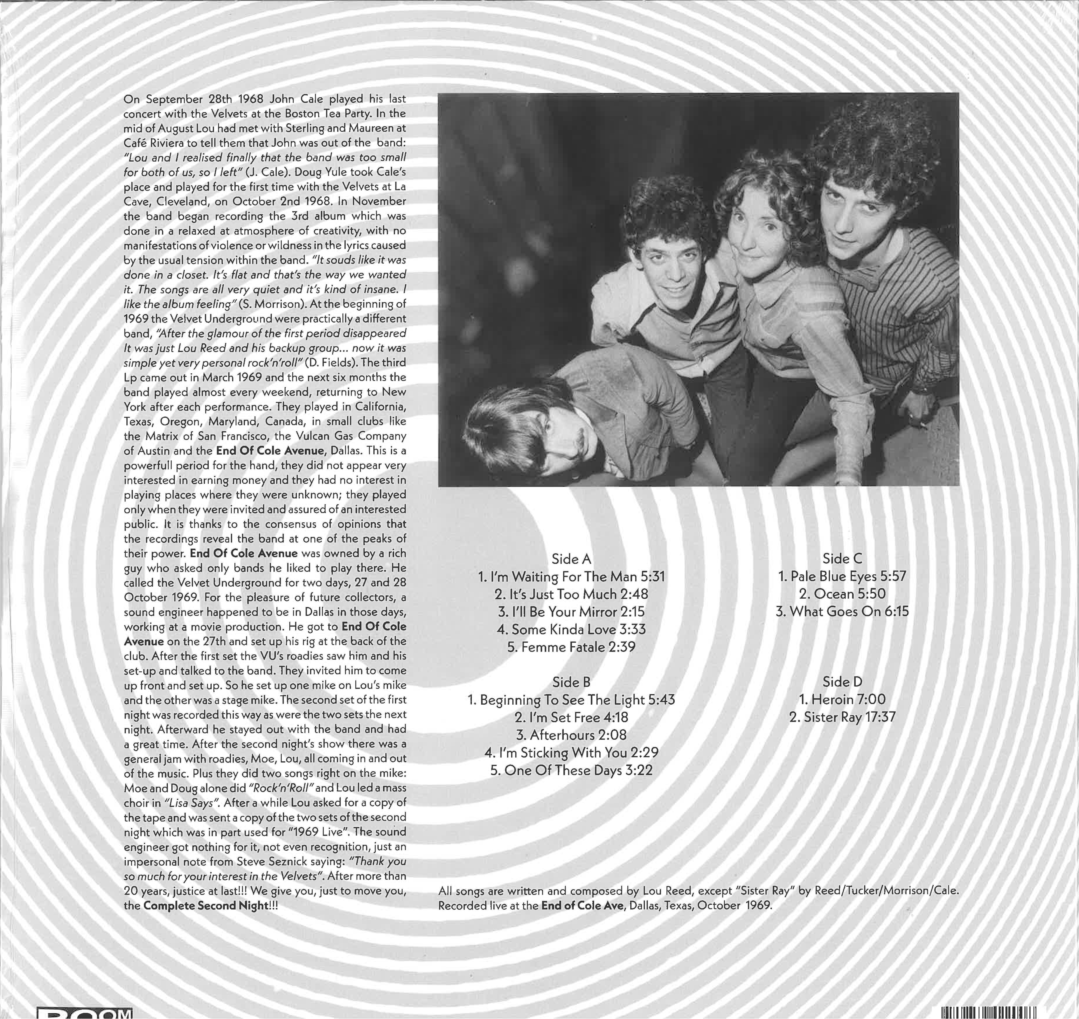 VELVET UNDERGROUND (ヴェルヴェット・アンダーグラウンド) - Live At End Cole Ave 1969 : Radio Broadcast (EU 限定ボーナス入り再発 LPx2枚組 -見開きジャケ/New) '69年テキサス・ライブ、3曲追加全15曲入りコンプリート作!