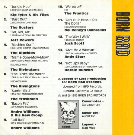 V.A. (クランプスのカヴァ原曲集) - Born Bad Vol.3 (EU 限定再発 CD/New)