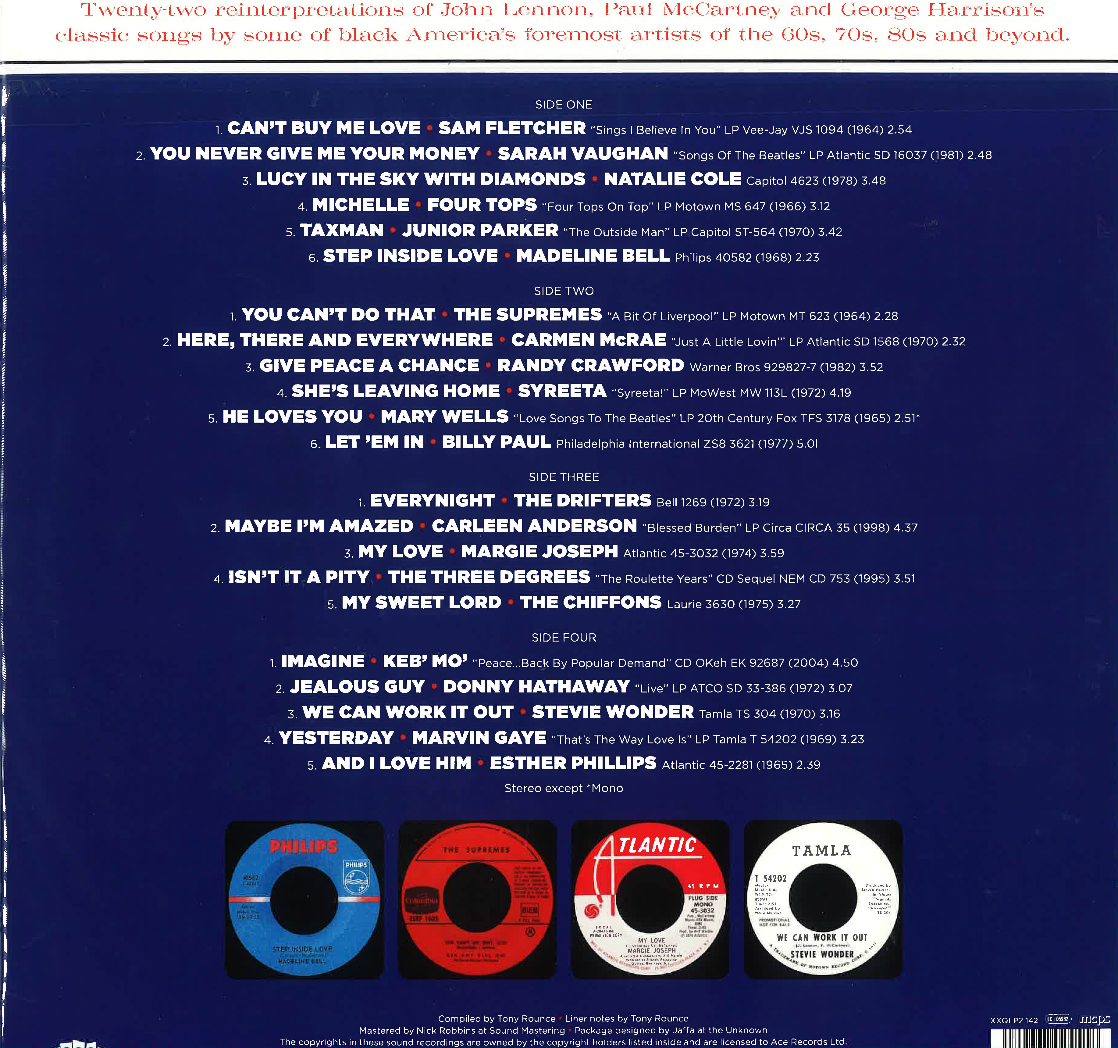 V.A (米国R&B、ジャズ、ソウルシンガーによる'60〜'70年代ビートルズ名曲カヴァ・コンピ!) - Black America Sings John Lennon. Paul Mccartney And George Harrison (EU限定 LPx2枚組/New)