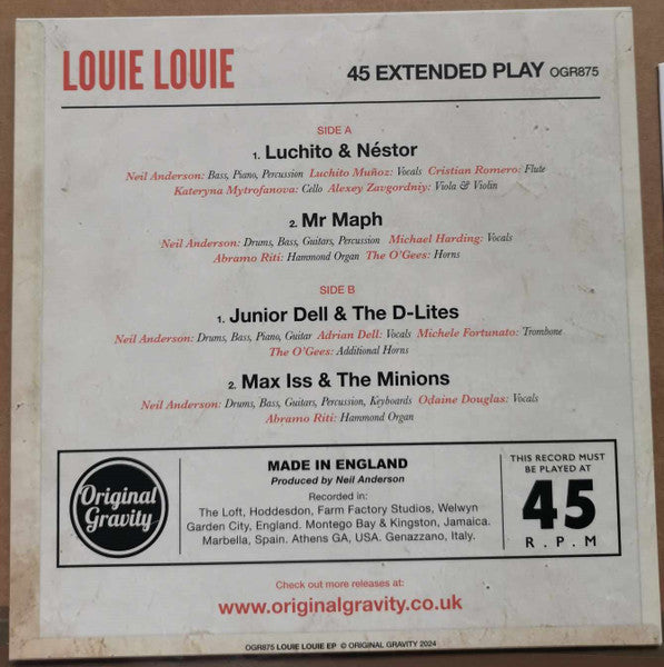 V.A. (「ルイ・ルイ」のSKA、ロックステディ、ラテン、ファンク・カヴァ!) - Louie Louie (UK 初回限定オリジナルジャケ付き「黒・カラーラベ」 4曲入り7" EP/New)