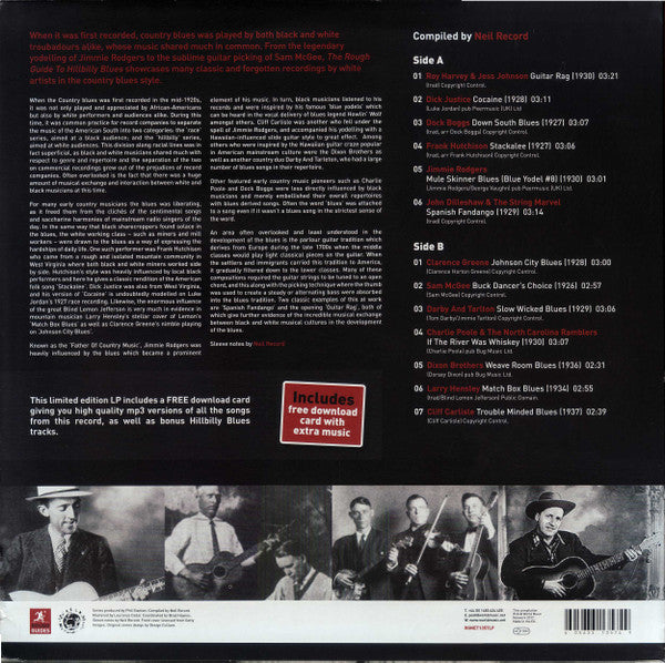V.A. (1926〜1930年米国戦前ヒルビリー(ブルース)コンピ) - The Rough Guide To Hillbilly Blues (Reborn And Remastered) (EU 限定 LP+ダウンロード・カード/New)