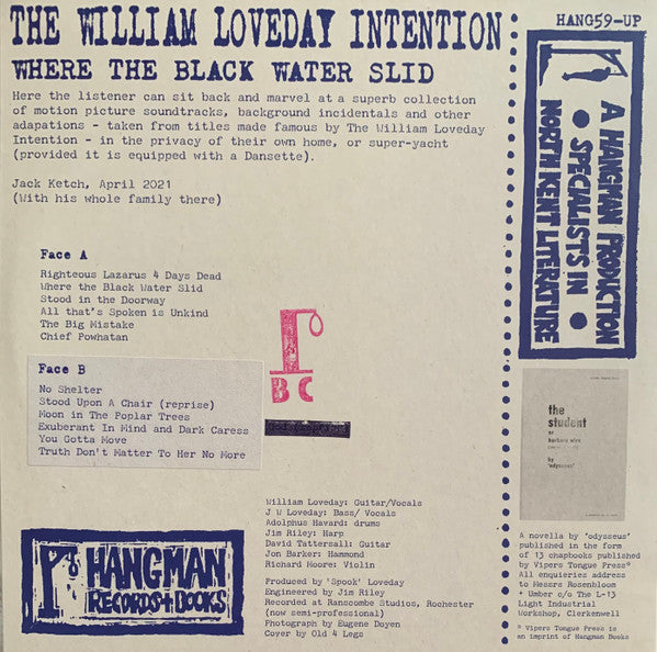 WILLIAM LOVEDAY INTENTION (ビリー・チャイルディッシュ=ウィリアム・ラブデイ・インテンション) - Where The Black Water Slid (UK 500枚限定プレス LP /New) '22年13作目アルバム