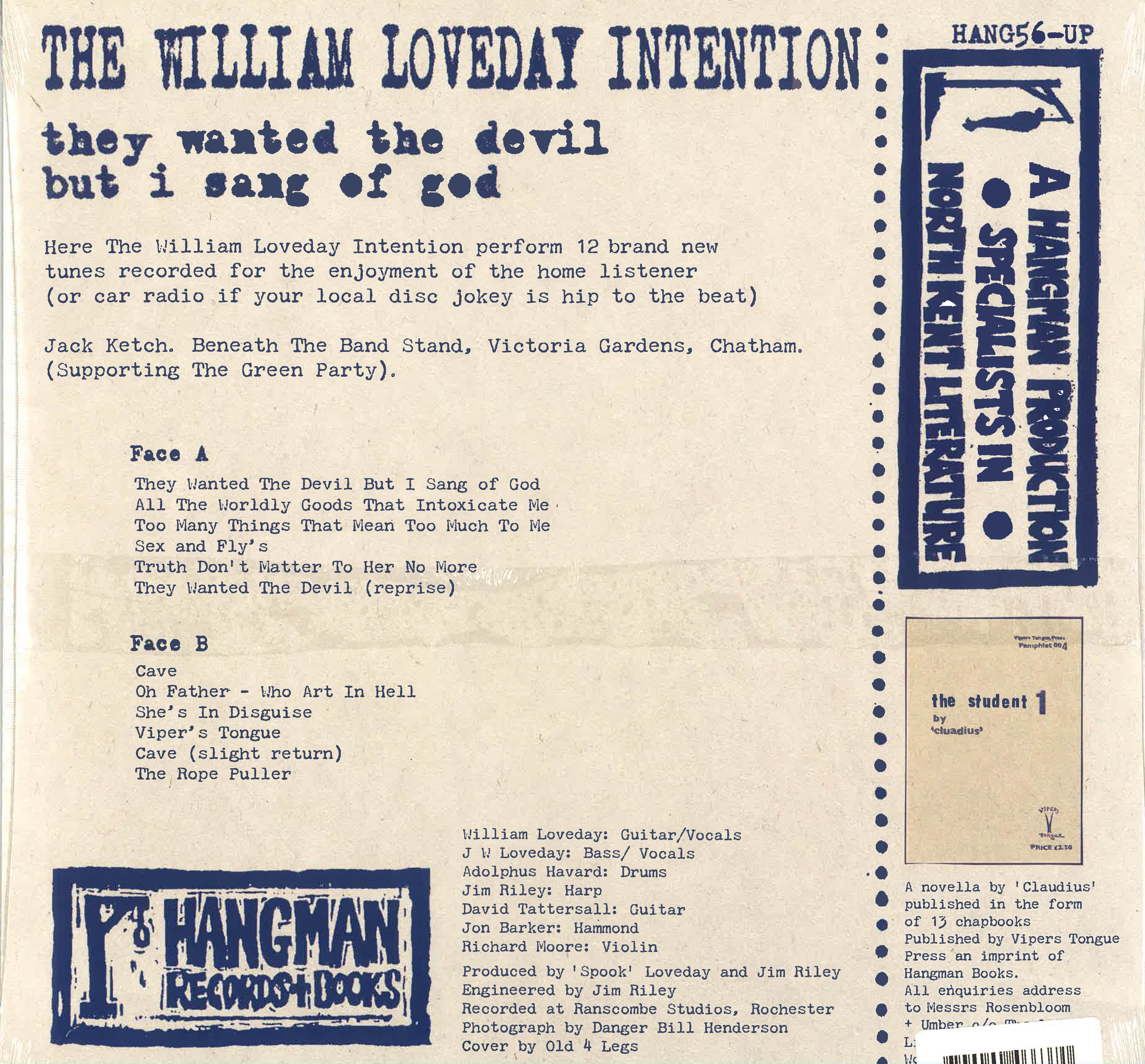 WILLIAM LOVEDAY INTENTION (ビリー・チャイルディッシュ=ウィリアム・ラブデイ・インテンション) - They Wanted The Devil But I Sang Of God (UK 500枚限定プレス LP /New) '21年6作目アルバム