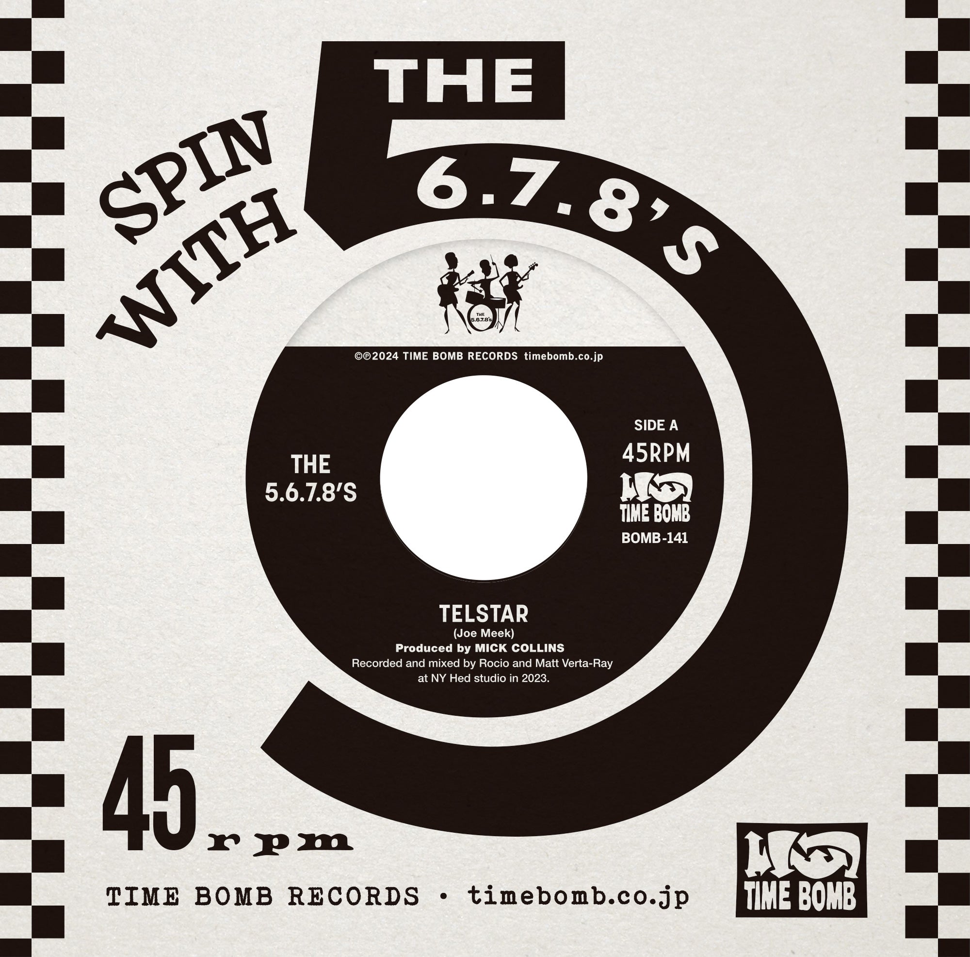 5.6.7.8’S , The (ザ・ファイブ・シックス・セブン・エイツ) - Telstar / Radium Girls (Japan タイムボム 500枚限定海外ツアー販売用再発「クリア盤」 ジャケ付き 7インチ /New)