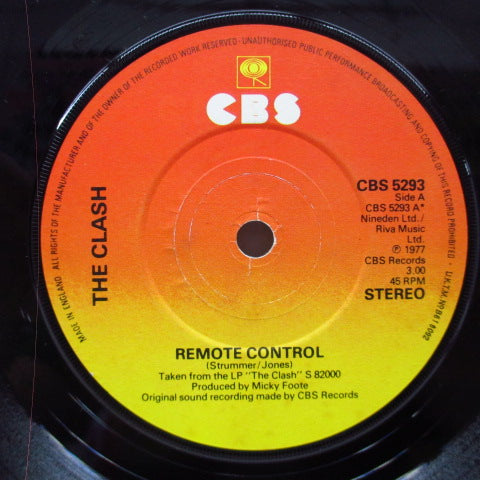 CLASH, THE (ザ・クラッシュ) - Remote Control (UK '77「セカンドプレス」 7"+マット固紙折り返ジャケ/CBS 5293) セカンドシングル!