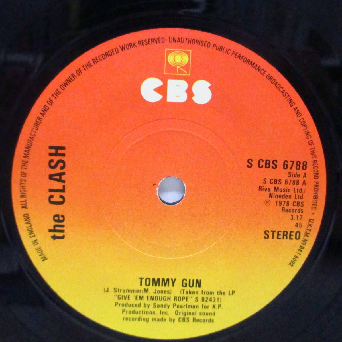 CLASH, THE (ザ・クラッシュ) - Tommy Gun (UK オリジナル「細長書体」ラベ」7"+PS)