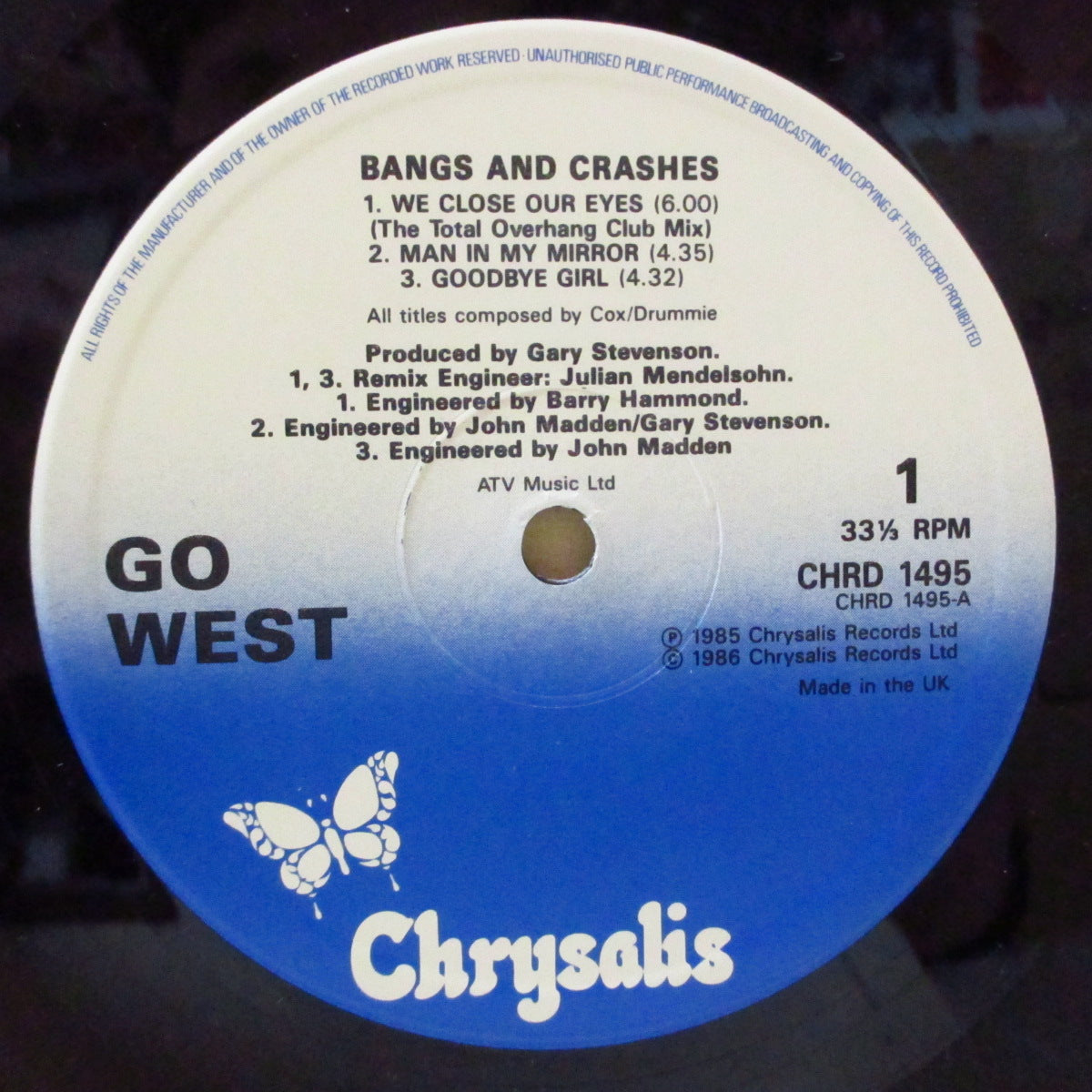 GO WEST (ゴー・ウエスト) - Bangs & Crashes (UK オリジナル 2xLP/光沢見開きジャケ)