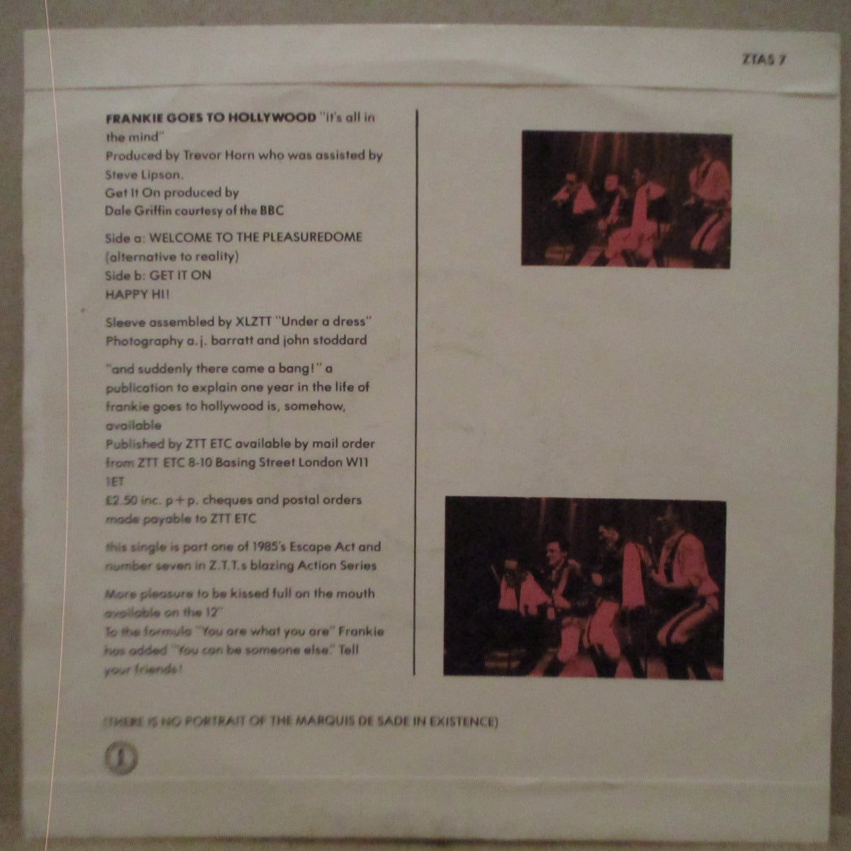 FRANKIE GOES TO HOLLYWOOD (フランキー・ゴーズ・トゥ・ハリウッド) - Welcome To The Pleasuredome +2 (UK オリジナル 7")
