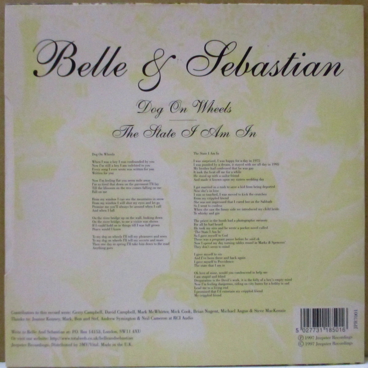 BELLE & SEBASTIAN (ベル・アンド・セバスチャン) - Dog On Wheel (UK オリジナル 7"+光沢ジャケ)