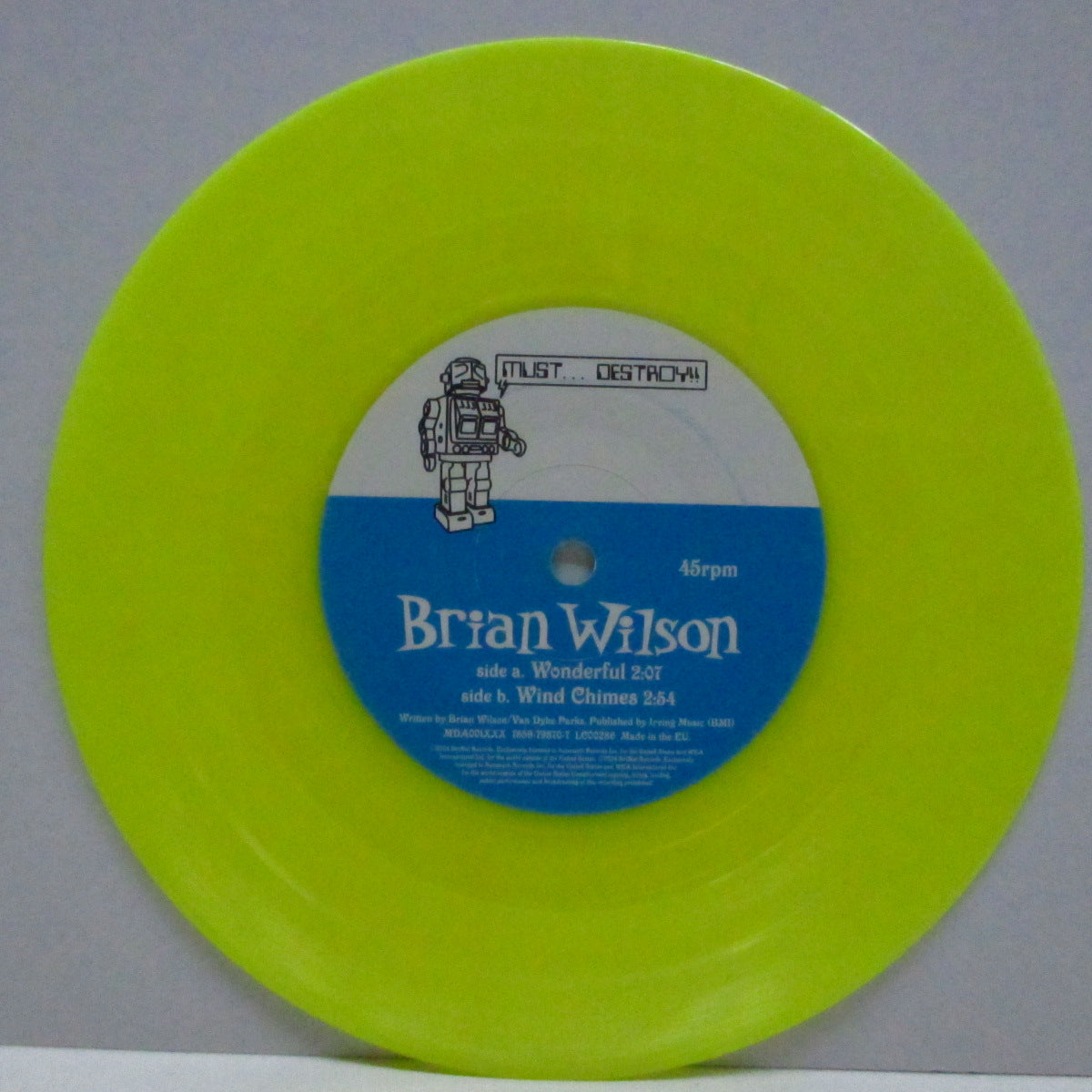 BRIAN WILSON (ブライアン・ウィルソン) - Wonderful (EU Orig.Yellow Vinyl 7"+Printed PVC)