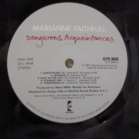 MARIANNE FAITHFULL (マリアンヌ・フェイスフル) - Dangerous Acquaintances (UK Orig.LP)