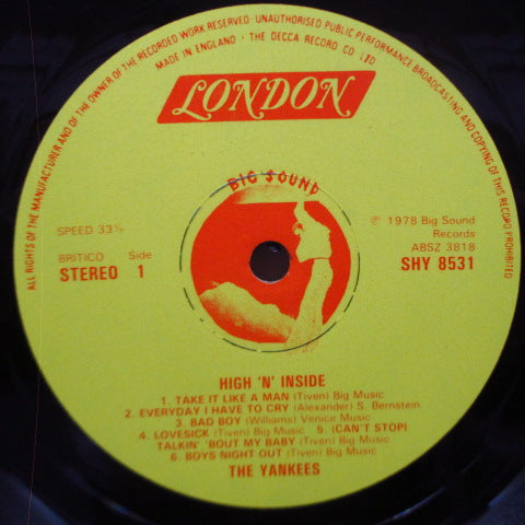 YANKEES, THE (ザ ・ヤンキース) - High 'N' Inside (UK Orig.LP)
