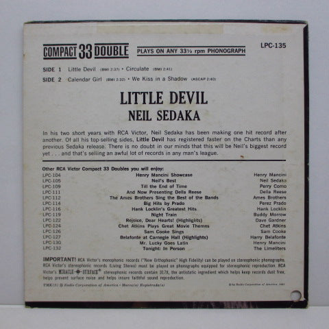 NEIL SEDAKA (ニール・セダカ) - Little Devil +3 (US Orig.EP)