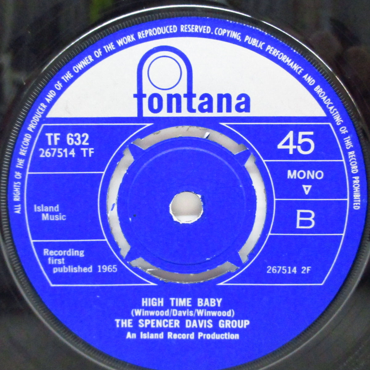 SPENCER DAVIS GROUP (スペンサー・デイヴィス・グループ) - Keep On Running (UK オリジナル「4プロングラウンドセンター」モノラル 7" /An Island Record Production)