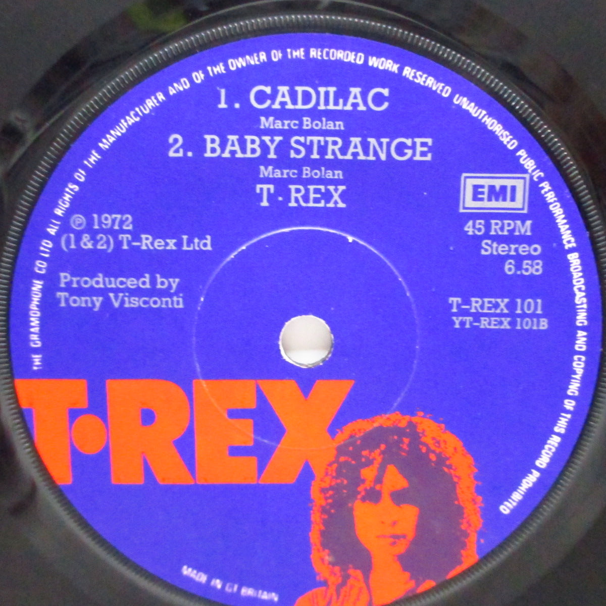 T.REX (T・レックス) - Telegram Sam +2 (UK オリジナル「フラットセンター」7"+プリント・スリーヴ)