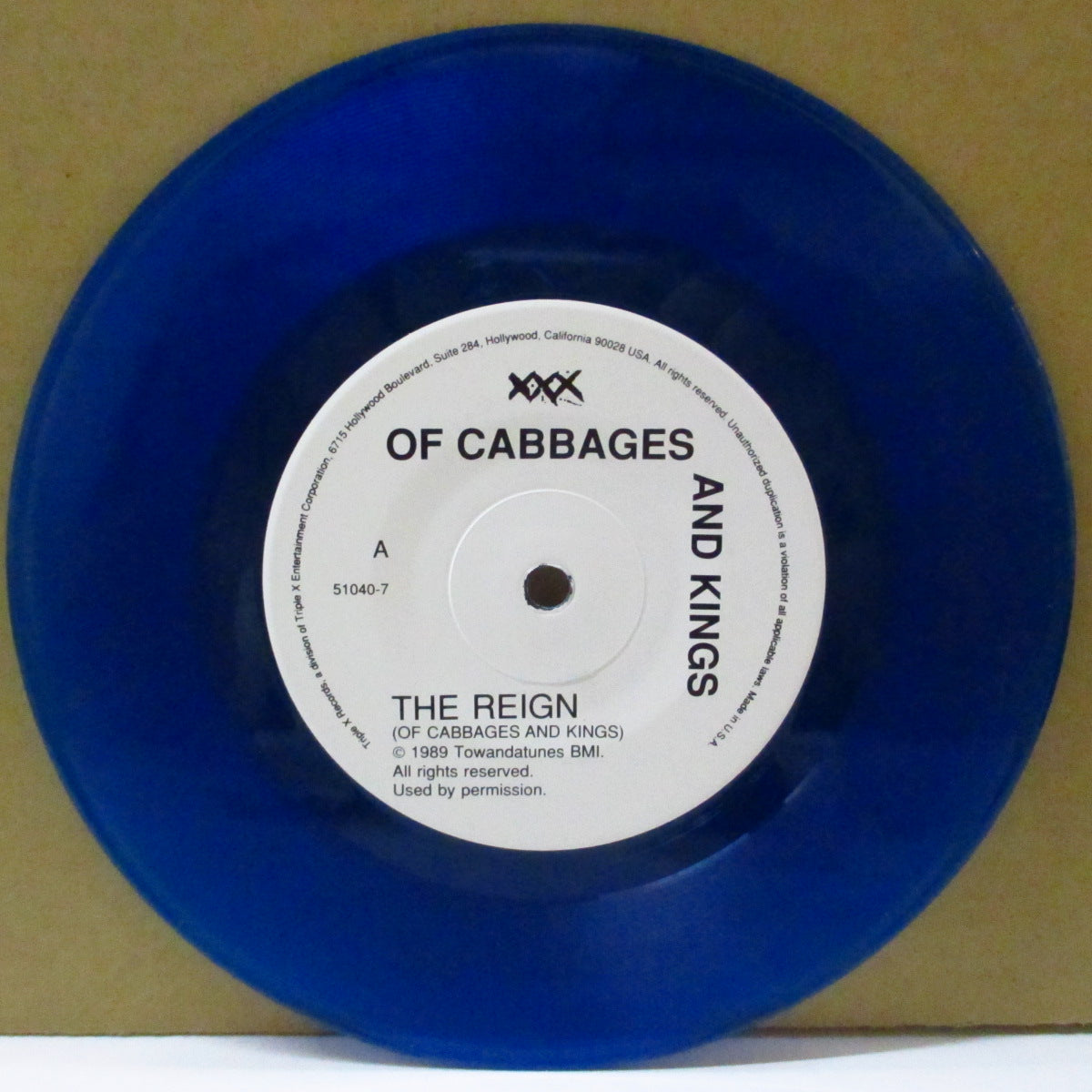 OF CABBAGES AND KINGS (オブ・キャベッジズ・アンド・キングス) - The Reign (US Limited Clear Blue Vinyl 7")