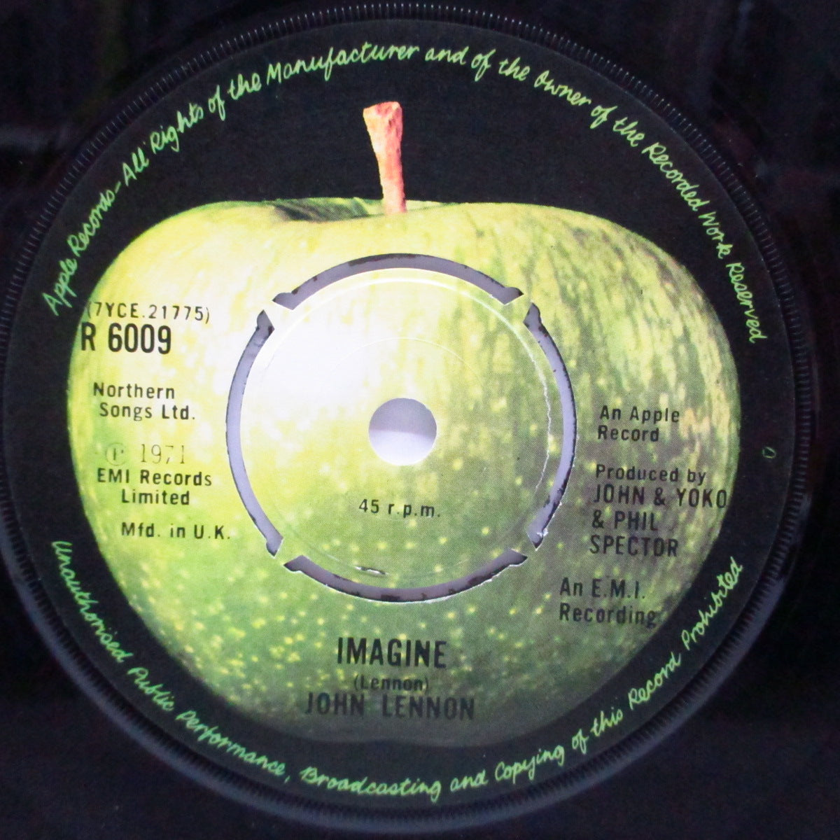 JOHN LENNON (ジョン・レノン) - Imagine (UK オリジナル「ラウンドセンター#1」 7"+黒カンパニースリーブ)