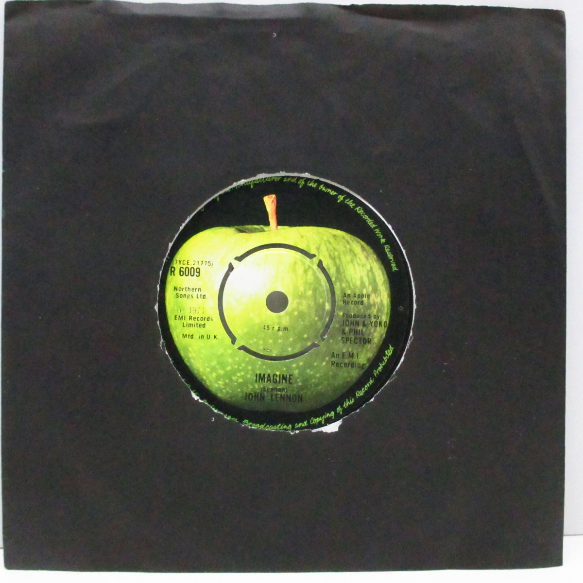 JOHN LENNON (ジョン・レノン) - Imagine (UK オリジナル「ラウンドセンター#1」 7"+黒カンパニースリーブ)