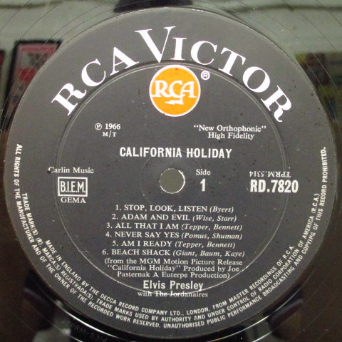 ELVIS PRESLEY (エルヴィス・プレスリー) - California Holiday (Spinout) (UK初回オリジナル「レッド・スポット黒ラベ」モノラル LP/表面コーティング・ジャケ) '66年主演映画「カリフォルニア万才」サントラ