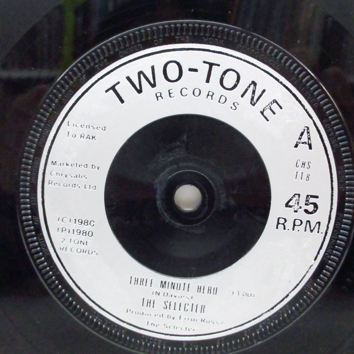 SELECTER, THE (ザ ・セレクター) - Three Minute Hero (UK '80 再発銀ラベ「フラットセンター」7"+カンパニースリーブ)