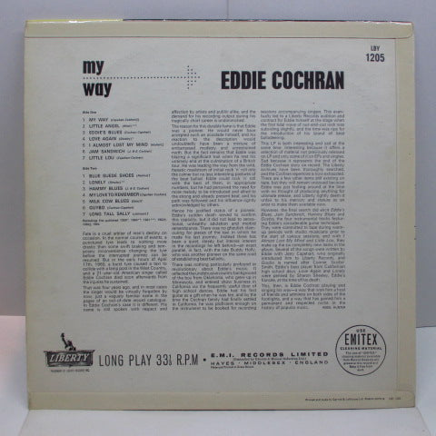 EDDIE COCHRAN (エディ・コクラン) - My Way (UK 初回オリジナル・ラベ・モノラル/表面コーティング折り返しジャケ)