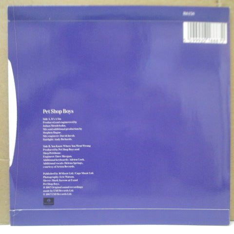 PET SHOP BOYS (ペット・ショップ・ボーイズ) - It's A Sin (UK オリジナル・ペーパーラベ 7"+PS)