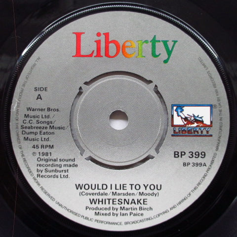 WHITESNAKE (ホワイトスネイク) - Would I Lie To You (UK Orig.)