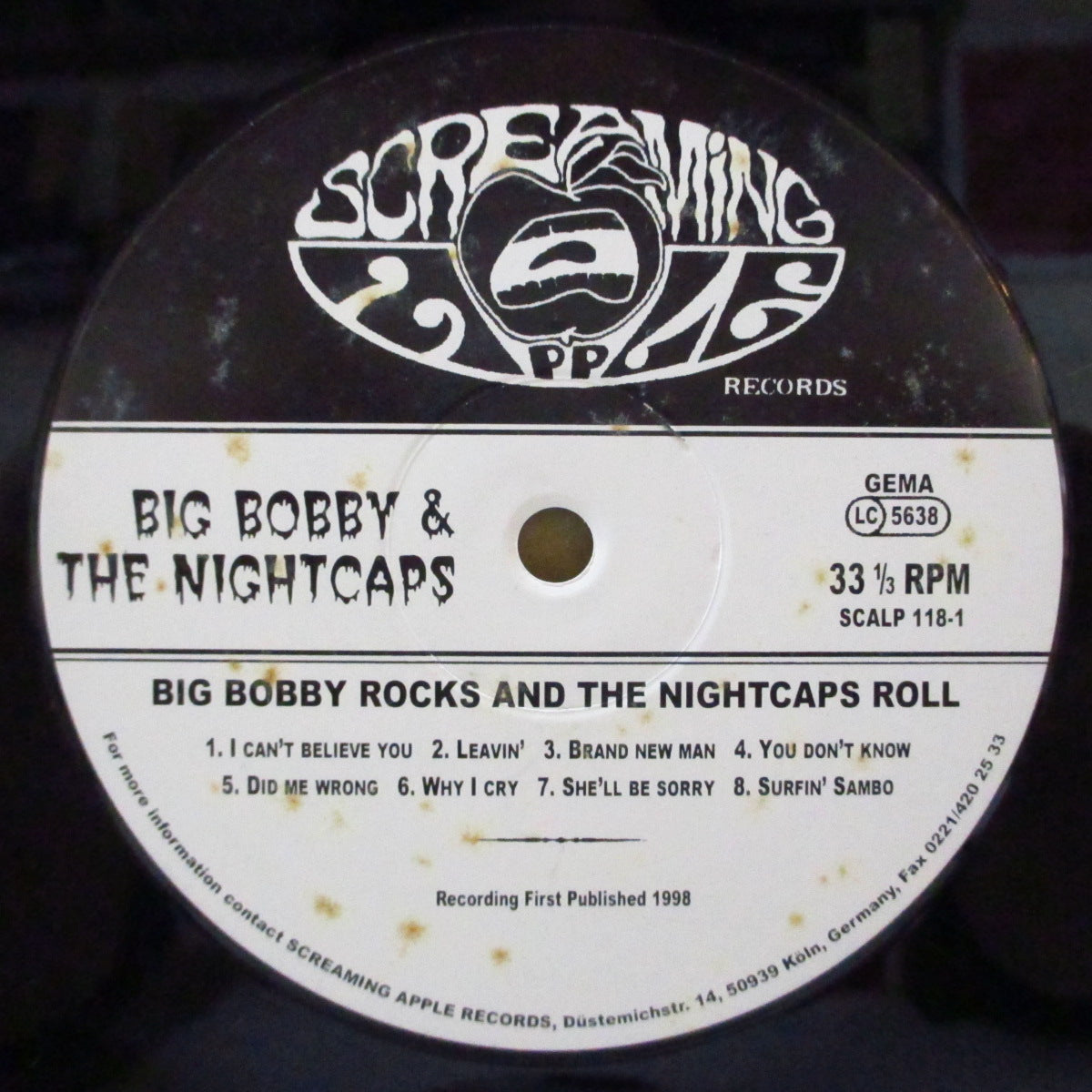BIG BOBBY AND THE NIGHTCAPS (ビッグ・ボビー・アンド・ザ・ナイトキャップス) - Big Bobby Rocks & His Nightcaps Roll (German Orig.LP)