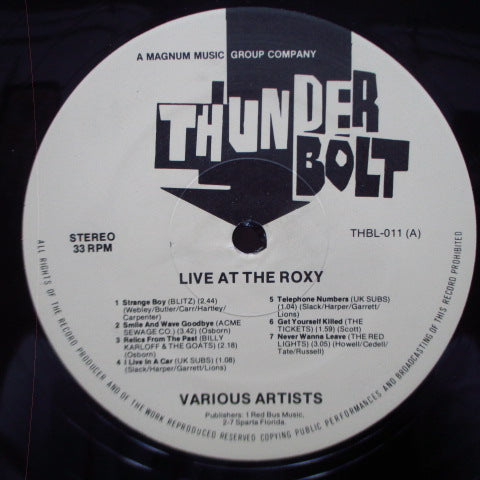 V.A. (UKパンクのライブ・コンピ)- Live At The Roxy (UK '85 再発別ジャケ LP/THBL 011)