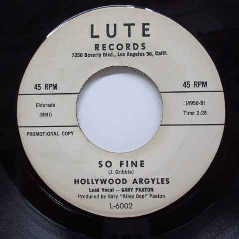HOLLYWOOD ARGYLES - Hully Gully / So Fine (Promo)