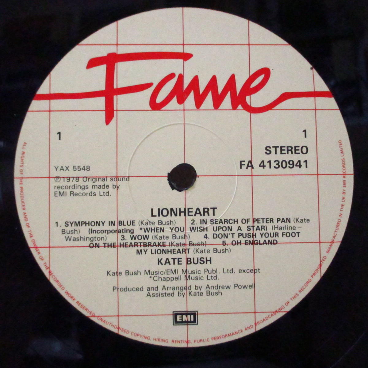 KATE BUSH (ケイト・ブッシュ) - Lionheart (UK '85 Fame社再発 LP+バーコード付き見開きジャケ)