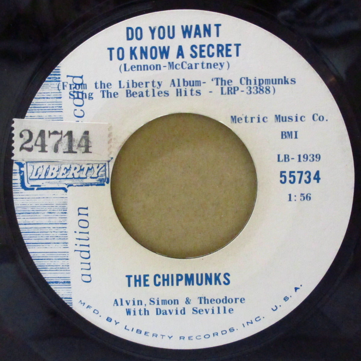 CHIPMUNKS (チップマンクス) - All My Loving / Do You Want To Know A Secret (US Promo 7"+CS)