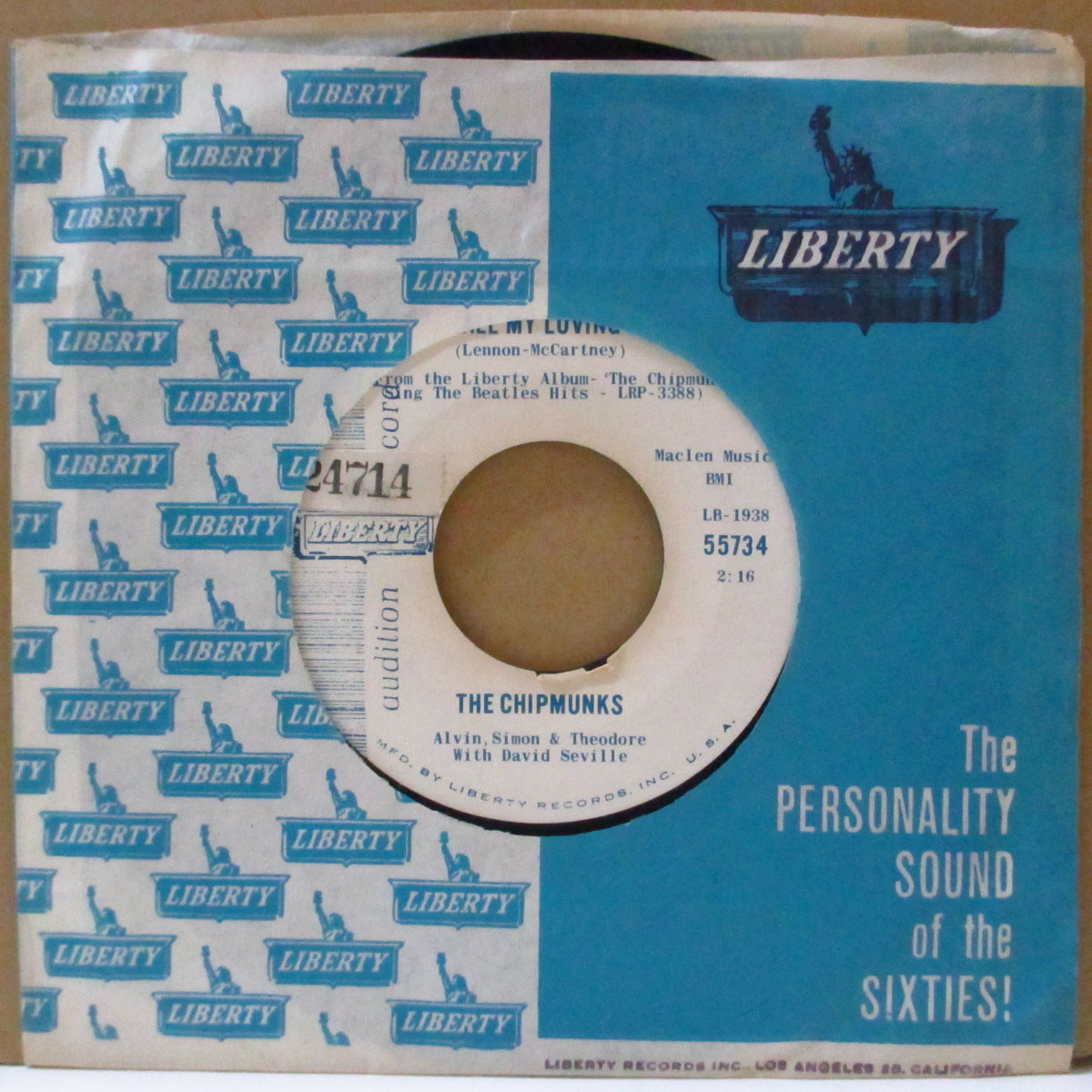 CHIPMUNKS (チップマンクス) - All My Loving / Do You Want To Know A Secret (US Promo 7"+CS)