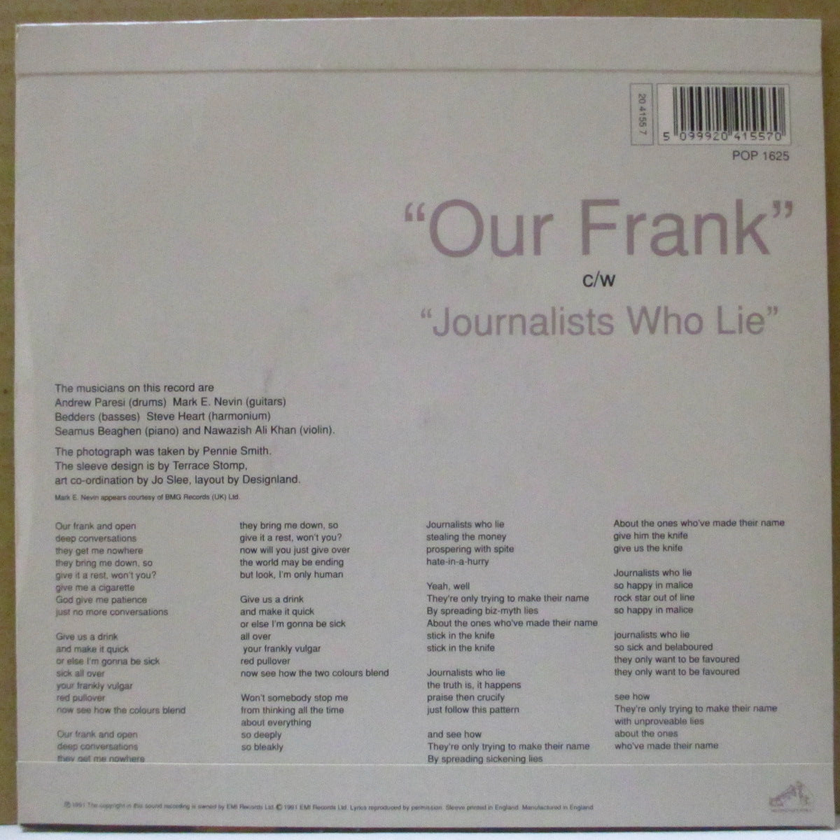 MORRISSEY (モリッシー) - Our Frank (UK オリジナル 7"+マット固紙ジャケ)